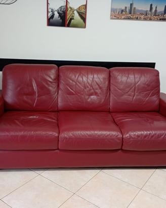divano 3 posti in pelle rosso