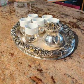 Set tazze da té con vassoio Argento