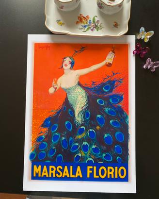Poster vintage Marsala Florio A3 stampa