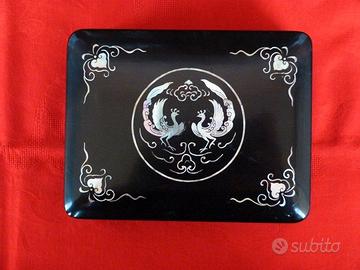 ANTICA SCATOLA CINESE IN LEGNO LACCATO PRIMO '900