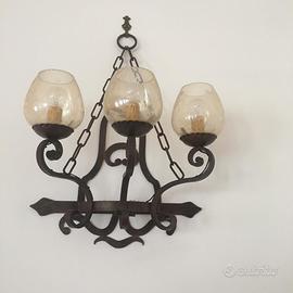 Lampada antica applique ferro battuto