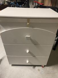 mobile fasciatoio settimino cassettiera bianca