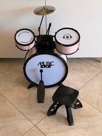 Batteria per bambini Music Star rosa con sgabello