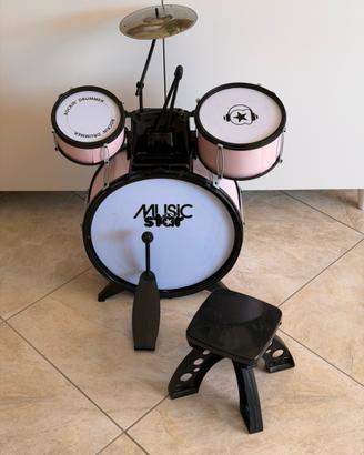 Batteria per bambini Music Star rosa con sgabello