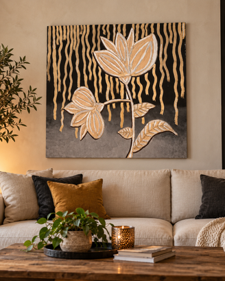 Quadro canvas moderno in rilievo 96,5 cm x 96,5 cm