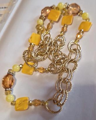 collana a catena incrociata con pietre - vintage