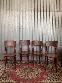 Set di 4 sedie vintage in legno curvato