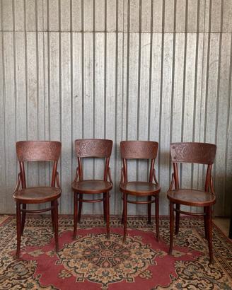 Set di 4 sedie vintage in legno curvato