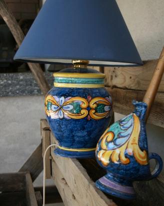 Lampada da Tavolo e Portacandela Ceramica Vietri
