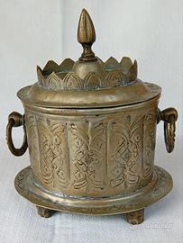Antico contenitore per tè marocchino ottone 