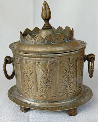 Antico contenitore per tè marocchino ottone 