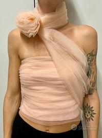 Top tulle con fiore