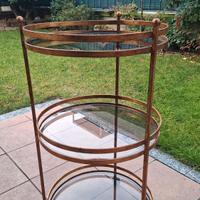 Carrello Bar Vintage Oro e Vetro Fumé - 3 Ripiani 