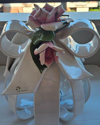 Ceramica Capodimonte Gli Alberelli Nastro+Rose XL