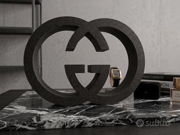 Scultura d'arredo logo GG geometrico nero opaco