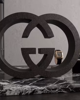Scultura d'arredo logo GG geometrico nero opaco