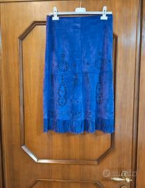 gonna camoscio colore viola nuova con eticheta 