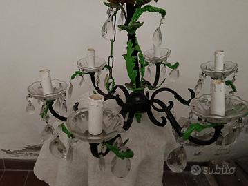 lampadario vintage modernizzato verde e nero 