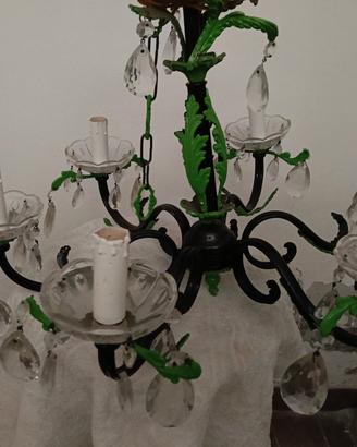 lampadario vintage modernizzato verde e nero 