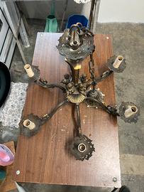 Lampadario in ottone fatto a mano