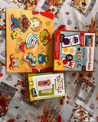 Set giochi Montessori - Puzzle, Touch & Logic, Fla