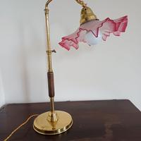 Antica lampada Ministero con cupola in vetro rosa