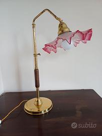 Antica lampada Ministero con cupola in vetro rosa