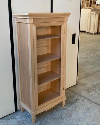 Mobile dispensa libreria vetrina in legno grezzo