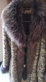 Cappotto Vintage Tre Sorelle lana e pelliccia ecol
