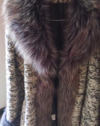 Cappotto Vintage Tre Sorelle lana e pelliccia ecol