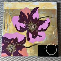 QUADRO MODERNO CON FIORI ROSA E VIOLA