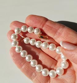Bracciale con perle di bigiotteria 8 mm 