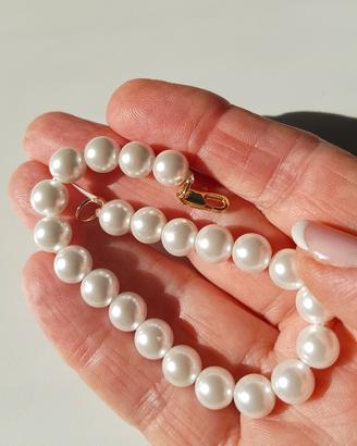 Bracciale con perle di bigiotteria 8 mm 