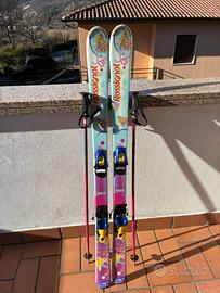 Sci Rossignol 130 cm e racchette 100 cm