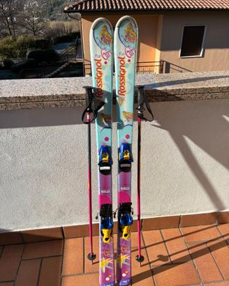 Sci Rossignol 130 cm e racchette 100 cm