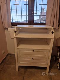 Cassettiera fasciatoio bianca ritraibile