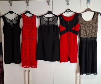 Lotto 5 Abiti Eleganti/Party – S/M – Rosso, Nero, 
