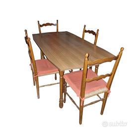 Set Tavolo In Legno E 6 Sedie In Legno Con Cuscini