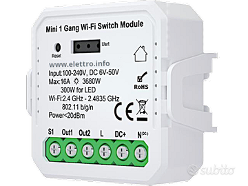 Smart Relè WiFi contatto Pulito 16A - App TUYA