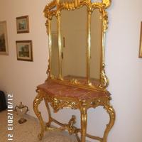 Consolle barocco in marmo,specchiera e plaffoniere