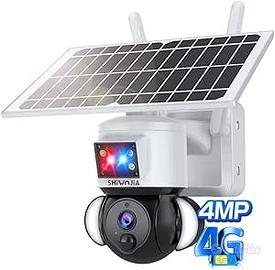 SHIWOJIA 4G Telecamera SIM Esterno con Solare, 2K