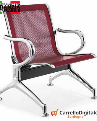 Sedia da attesa in acciaio colore rosso 1 posto