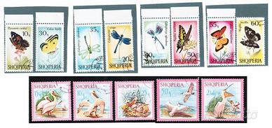 Francobolli ALBANIA farfalle volatili ecc.  21v