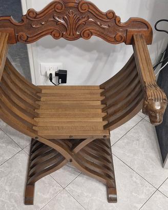 Sedia savonarola vintage in legno massello 