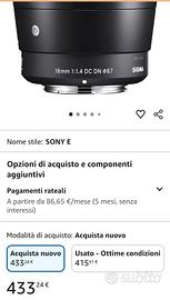 Sigma - Obiettivo 16mm-F/1.4 