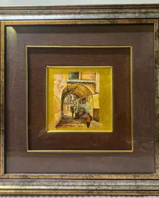 Quadro con cornice su foglia oro zecchino