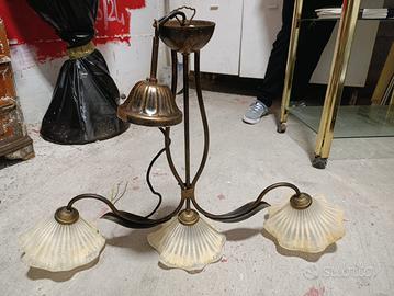 Lampadario classico 3 luci in bronzo