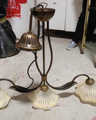 Lampadario classico 3 luci in bronzo