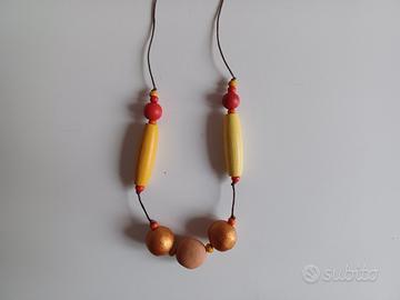 collana ceramica e legno