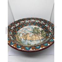 PIATTO CERAMICA DECORATO F.RAVA PAESAGGIO ROCCA